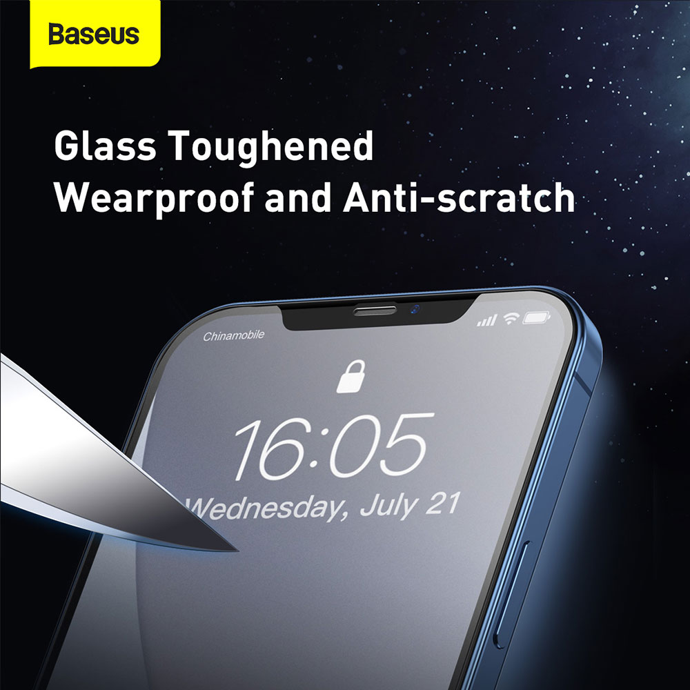 Picture of Apple iPhone 12 Pro Max 6.7  | Baseus 0.25mm Frosted Gaming Gamer Full Screen Anti Finger Print Tempered Glass for iPhone 12 Pro Max 6.7 (Matte 2pcs Pack)