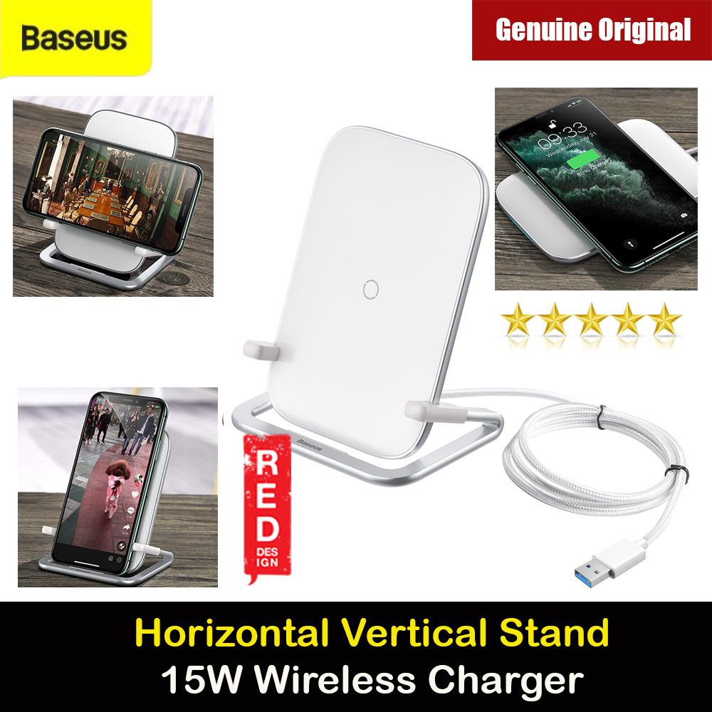 Picture of BASEUS RIB HORIZONTAL AND VERTICAL HOLDER WIRELESS CHARGING 15W Wireless Charging Stand (White) Red Design- Red Design Cases, Red Design Covers, iPad Cases and a wide selection of Red Design Accessories in Malaysia, Sabah, Sarawak and Singapore 