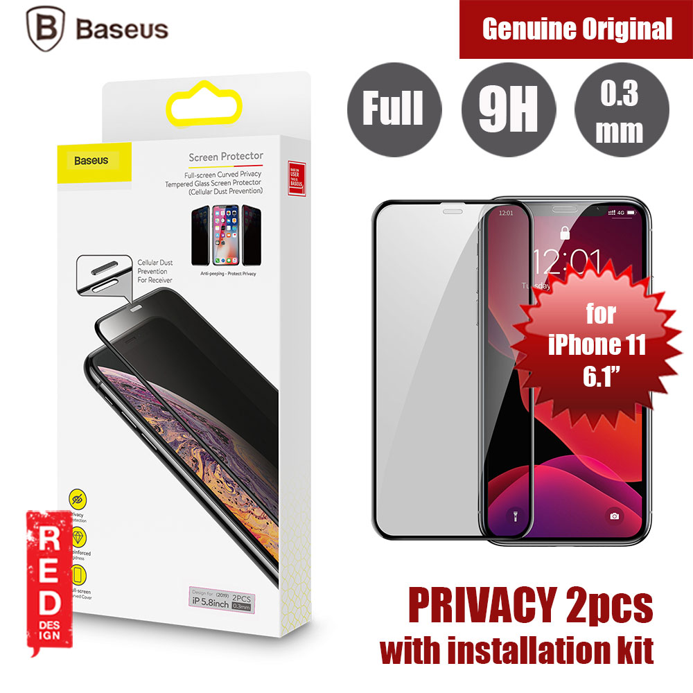 Picture of Baseus 3D Anti Peep View Spy Privacy Full Coverage Tempered Glass wit Anti Dust  for Apple iPhone 11 6.1 (Anti Peep View Privacy Black) Apple iPhone 11 6.1- Apple iPhone 11 6.1 Cases, Apple iPhone 11 6.1 Covers, iPad Cases and a wide selection of Apple iPhone 11 6.1 Accessories in Malaysia, Sabah, Sarawak and Singapore 