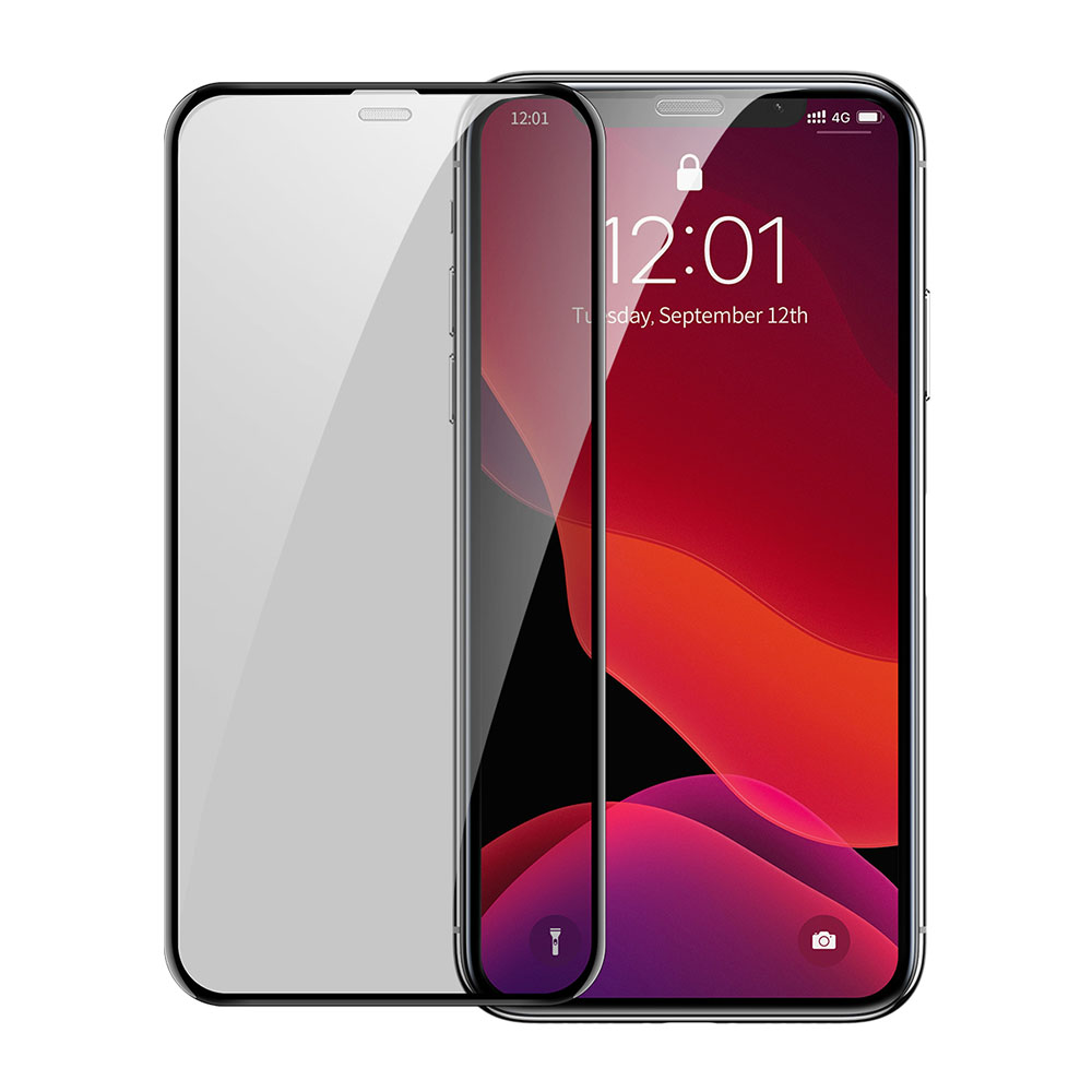 Picture of Apple iPhone 11 Pro 5.8  | Baseus 3D Anti Peep View Spy Privacy Full Coverage Tempered Glass wit Anti Dust  for Apple iPhone 11 Pro 5.8 (Anti Peep View Privacy Black)