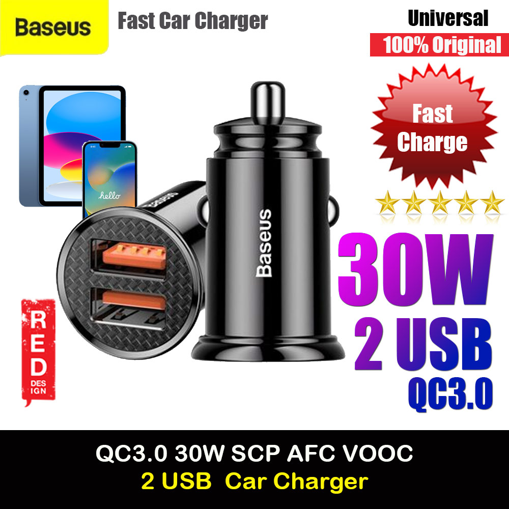 Picture of Baseus Small Mini USB A 30W Max Quick Charge Car Charger QC3.0 SCP AFC VOOC (Black) Red Design- Red Design Cases, Red Design Covers, iPad Cases and a wide selection of Red Design Accessories in Malaysia, Sabah, Sarawak and Singapore 