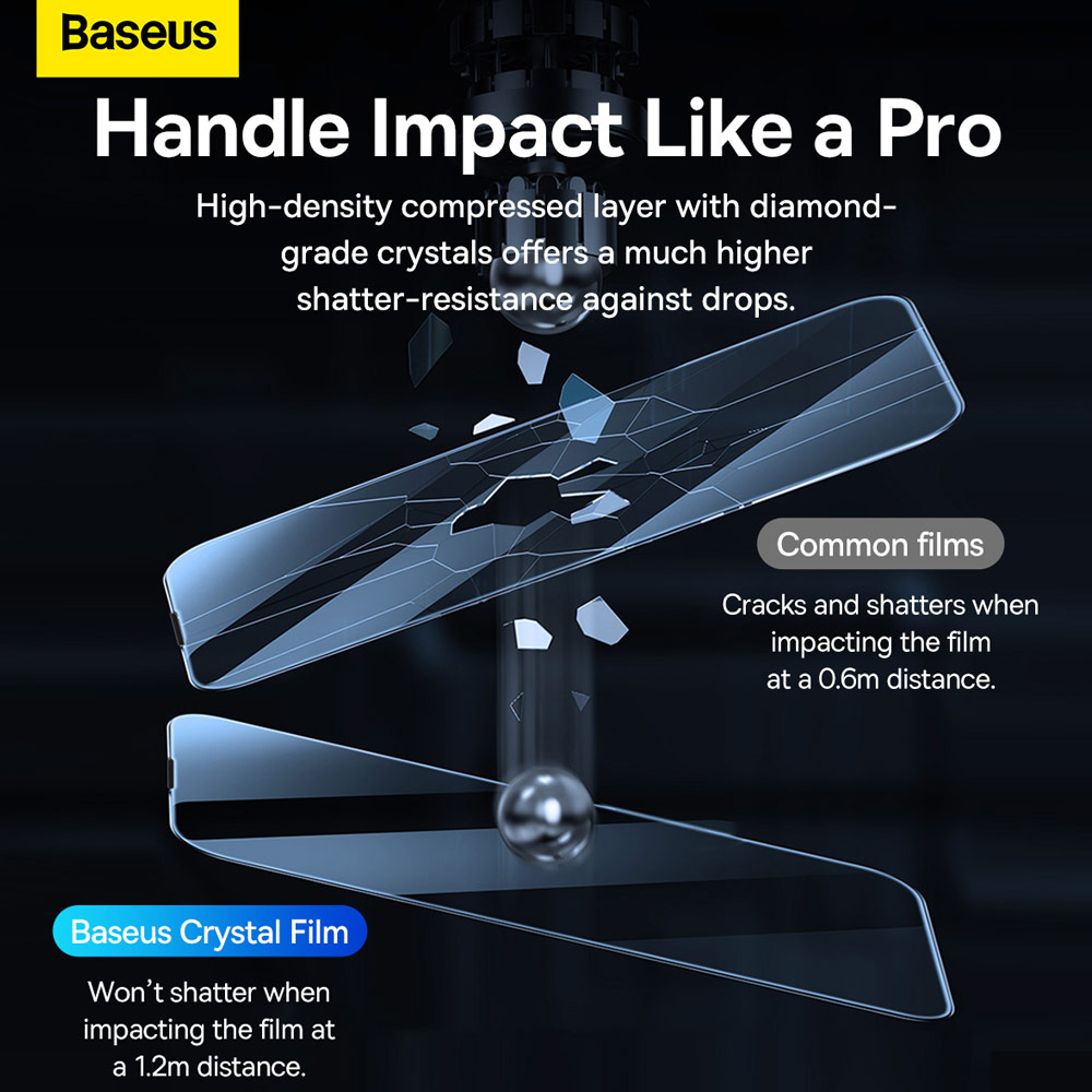 Picture of Apple iPhone 14 Plus 6.7  | Baseus Full Coverage Invisible Tempered Glass with Cellular Dust Prevention for iPhone 14 Plus iPhone 13 Pro Max 6.7 (HD Clear 2pcs)