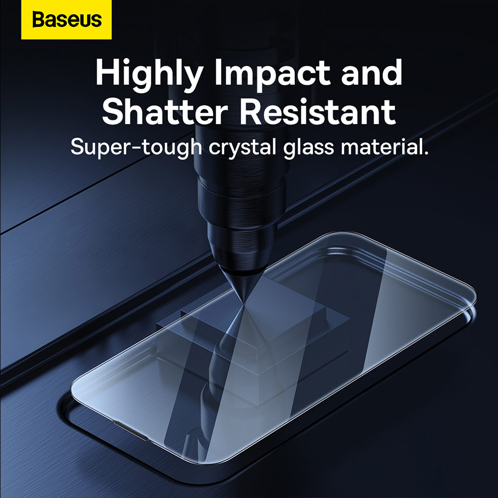 Picture of Apple iPhone 14 Plus 6.7  | Baseus Full Coverage Invisible Tempered Glass with Cellular Dust Prevention for iPhone 14 Plus iPhone 13 Pro Max 6.7 (HD Clear 2pcs)