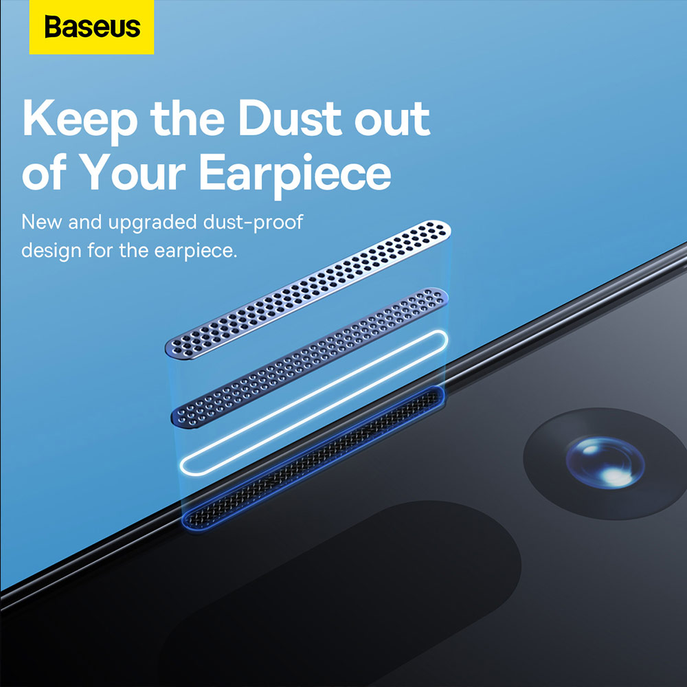 Picture of Apple iPhone 14 Plus 6.7  | Baseus Full Coverage Invisible Tempered Glass with Cellular Dust Prevention for iPhone 14 Plus iPhone 13 Pro Max 6.7 (HD Clear 2pcs)