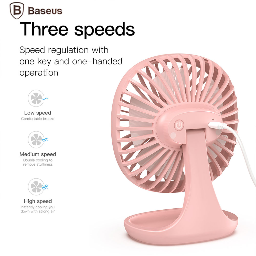 Picture of Baseus USB Mini Desktop Fan Home Office Gift Portable Fans (Pink)