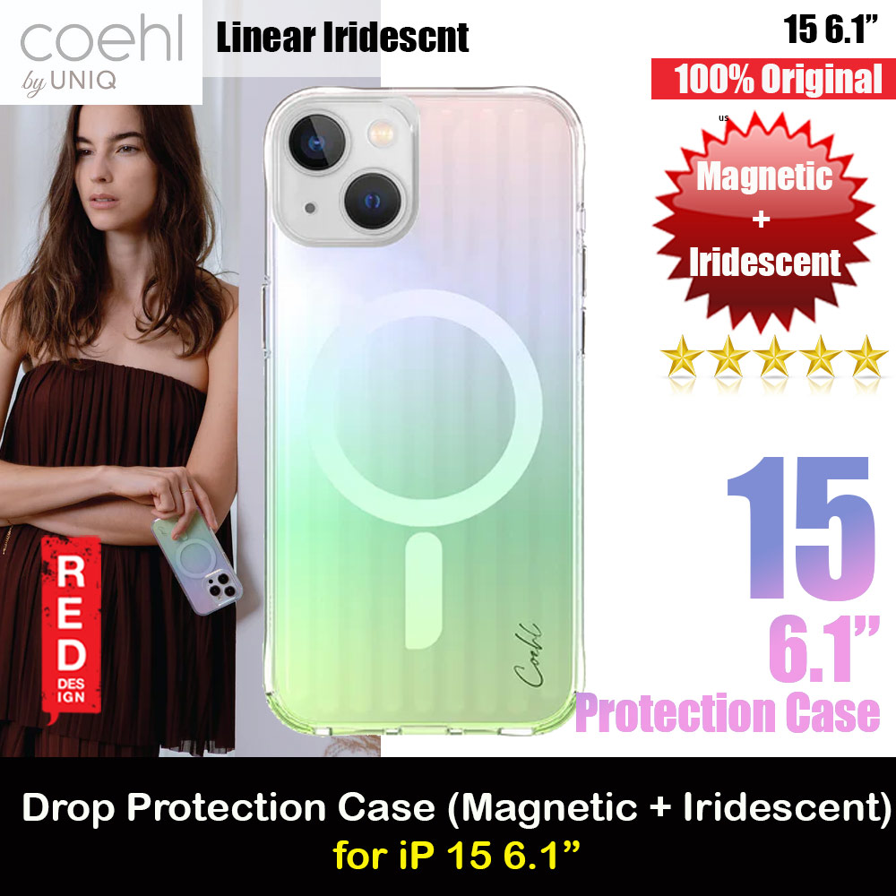 Picture of Coehl by Uniq Design for Modern Women Girl Lady Magnetic Charging Compatible for iPhone 15 6.1 (Linear Iridescent) Apple iPhone 15 6.1- Apple iPhone 15 6.1 Cases, Apple iPhone 15 6.1 Covers, iPad Cases and a wide selection of Apple iPhone 15 6.1 Accessories in Malaysia, Sabah, Sarawak and Singapore 