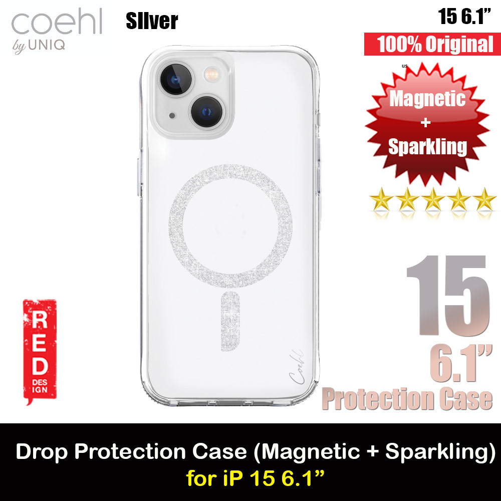 Picture of Coehl by Uniq Design for Modern Women Girl Lady Magnetic Charging Compatible for iPhone 15 6.1 (Sparkling Silver) Apple iPhone 15 6.1- Apple iPhone 15 6.1 Cases, Apple iPhone 15 6.1 Covers, iPad Cases and a wide selection of Apple iPhone 15 6.1 Accessories in Malaysia, Sabah, Sarawak and Singapore 