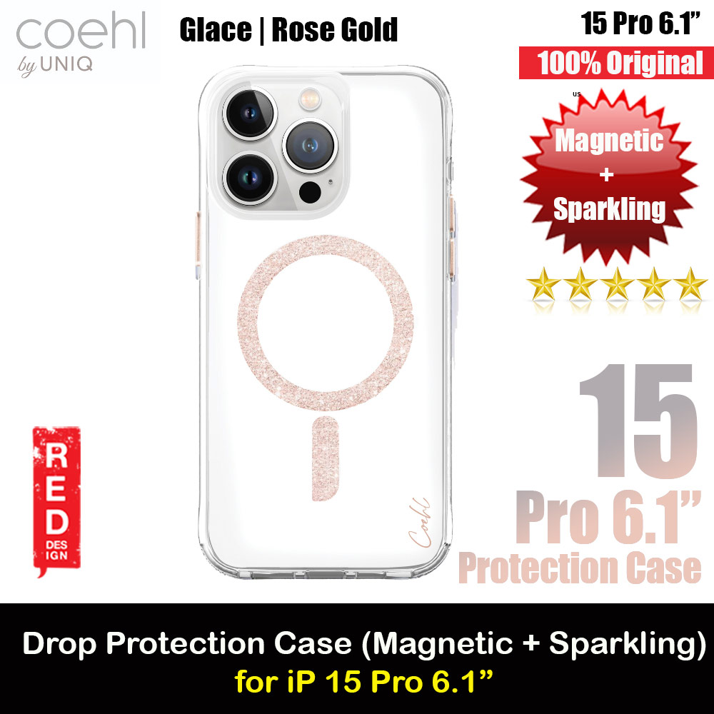 Picture of Coehl by Uniq Design for Modern Women Girl Lady Magnetic Charging Compatible for iPhone 15 Pro 6.1 (Sparkling Rose Gold) Apple iPhone 15 Pro 6.1- Apple iPhone 15 Pro 6.1 Cases, Apple iPhone 15 Pro 6.1 Covers, iPad Cases and a wide selection of Apple iPhone 15 Pro 6.1 Accessories in Malaysia, Sabah, Sarawak and Singapore 