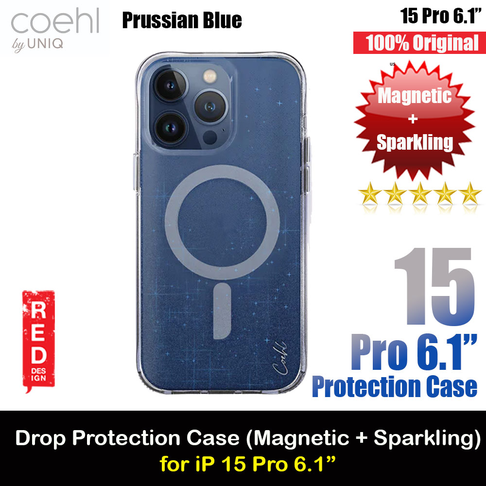 Picture of Coehl by Uniq Design for Modern Women Girl Lady Magnetic Charging Compatible for iPhone 15 Pro 6.1 (Sparkling Prussian Blue) Apple iPhone 15 Pro 6.1- Apple iPhone 15 Pro 6.1 Cases, Apple iPhone 15 Pro 6.1 Covers, iPad Cases and a wide selection of Apple iPhone 15 Pro 6.1 Accessories in Malaysia, Sabah, Sarawak and Singapore 