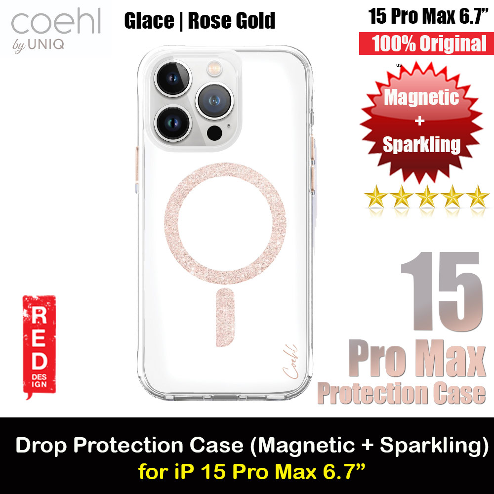 Picture of Coehl by Uniq Design for Modern Women Girl Lady Magnetic Charging Compatible for iPhone 15 Pro Max 6.7 (Sparkling Rose Gold) Apple iPhone 15 Pro Max 6.7- Apple iPhone 15 Pro Max 6.7 Cases, Apple iPhone 15 Pro Max 6.7 Covers, iPad Cases and a wide selection of Apple iPhone 15 Pro Max 6.7 Accessories in Malaysia, Sabah, Sarawak and Singapore 