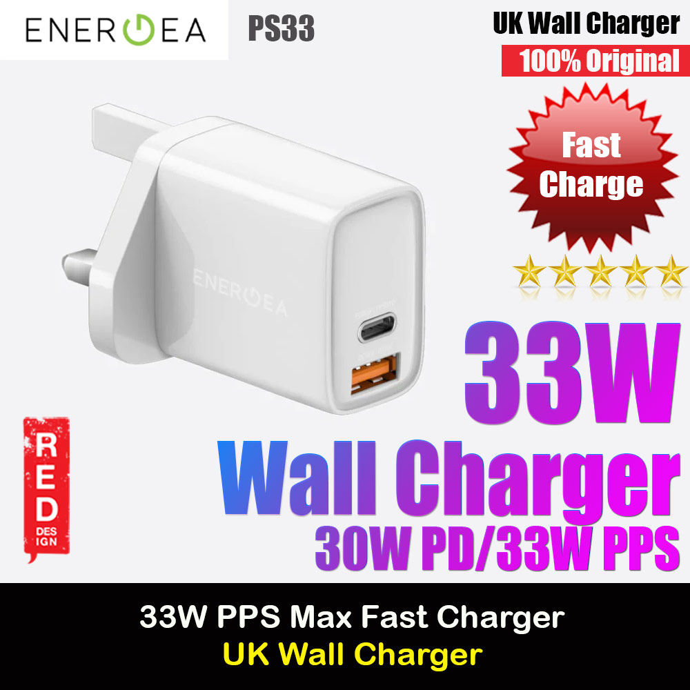 Picture of Energea 30W PD 33W PPS USB-C Power Delivery Quick Charge 3.0 Fast Charge Wall Charger UK Red Design- Red Design Cases, Red Design Covers, iPad Cases and a wide selection of Red Design Accessories in Malaysia, Sabah, Sarawak and Singapore 