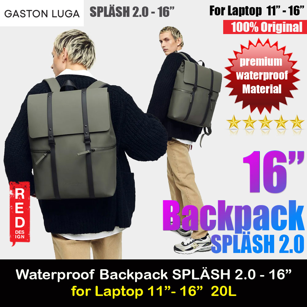 Picture of Gaston Luga SPLÄSH 2.0 16" Premium Waterproof Eco Material Backpack 20L (Olive) Red Design- Red Design Cases, Red Design Covers, iPad Cases and a wide selection of Red Design Accessories in Malaysia, Sabah, Sarawak and Singapore 