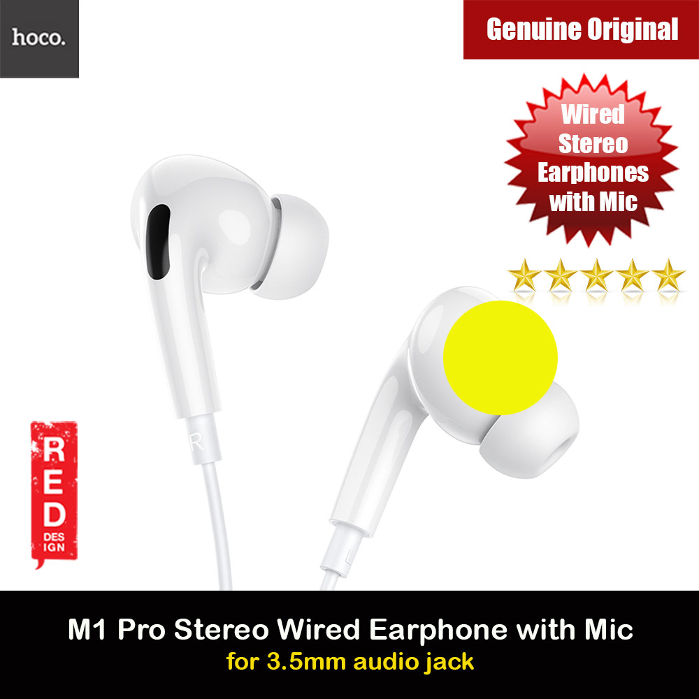 Picture of Hoco M1 Pro Stereo Wired  Earphone In Ear Sport Earphones with mic for xiaomi iPhone Samsung Headset Laptop Computer Table 3.5mm Interface (White) Red Design- Red Design Cases, Red Design Covers, iPad Cases and a wide selection of Red Design Accessories in Malaysia, Sabah, Sarawak and Singapore 