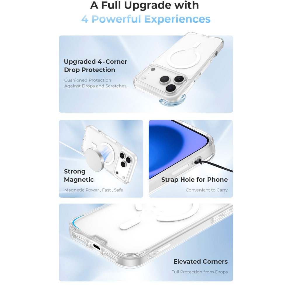 Picture of Apple iPhone 18 Pro Max Case | Hoda Crystal Pro Case with Military Standard MagSafe Enhanced with PureSurface TM with Camera Button for iPhone 18 Pro Max - Clear