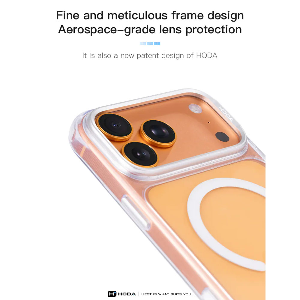 Picture of Apple iPhone 18 Pro Case | Hoda Crystal Ultra Case with Military Standard MagSafe Pure Surface TM with Camera Button for iPhone 18 Pro - Clear Black