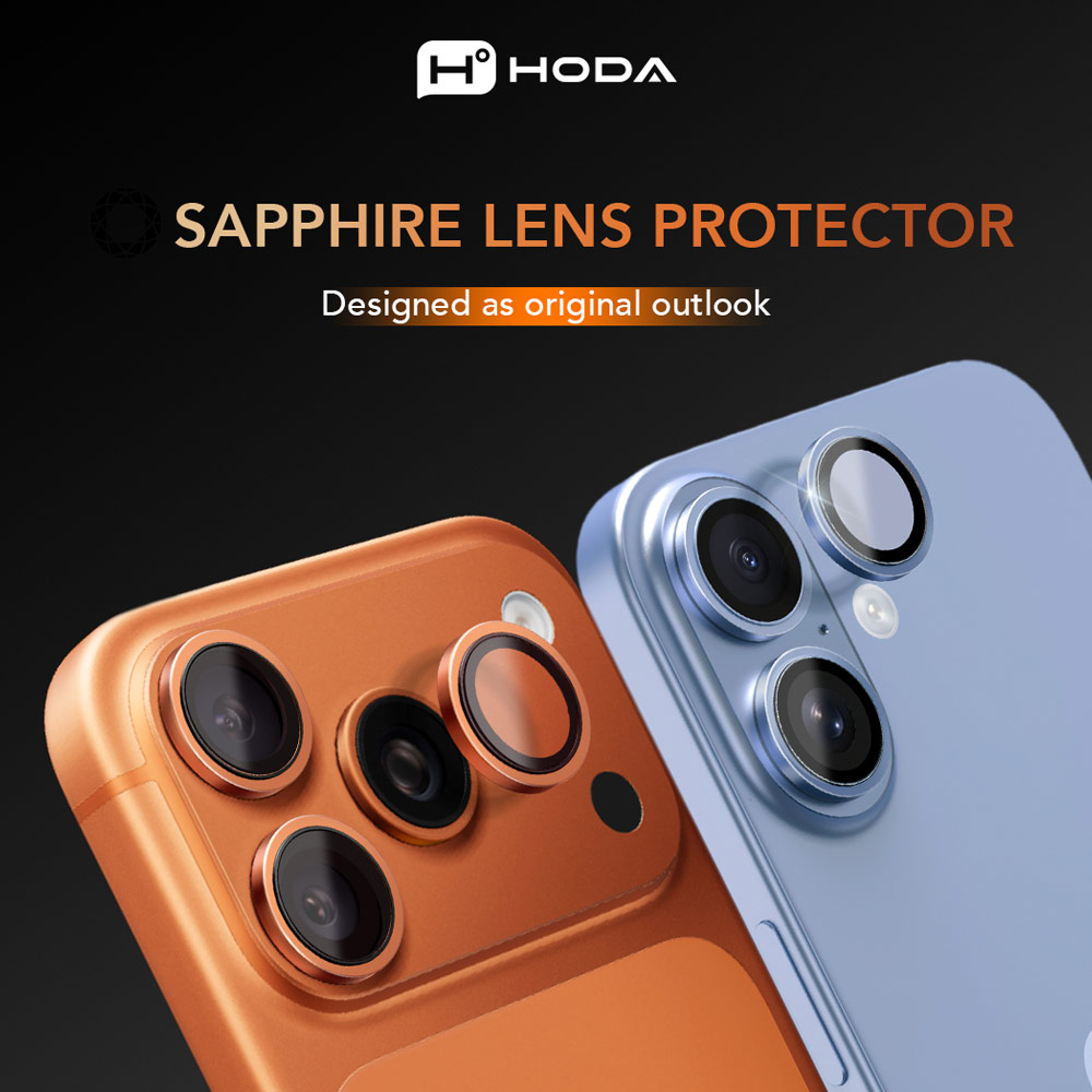 Picture of Apple iPhone 18 Pro Max  | Hoda Sapphire Lens Protector for iPhone 18 Pro | 18 Pro Max with Helper - Flamed Titanium (3 Lens)