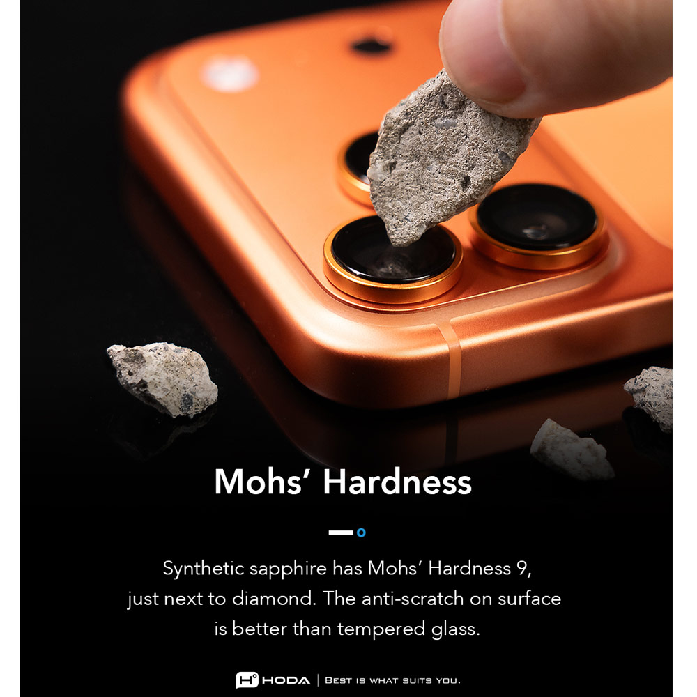 Picture of Apple iPhone 18 Pro Max  | Hoda Sapphire Lens Protector for iPhone 18 Pro | 18 Pro Max with Helper - Flamed Titanium (3 Lens)