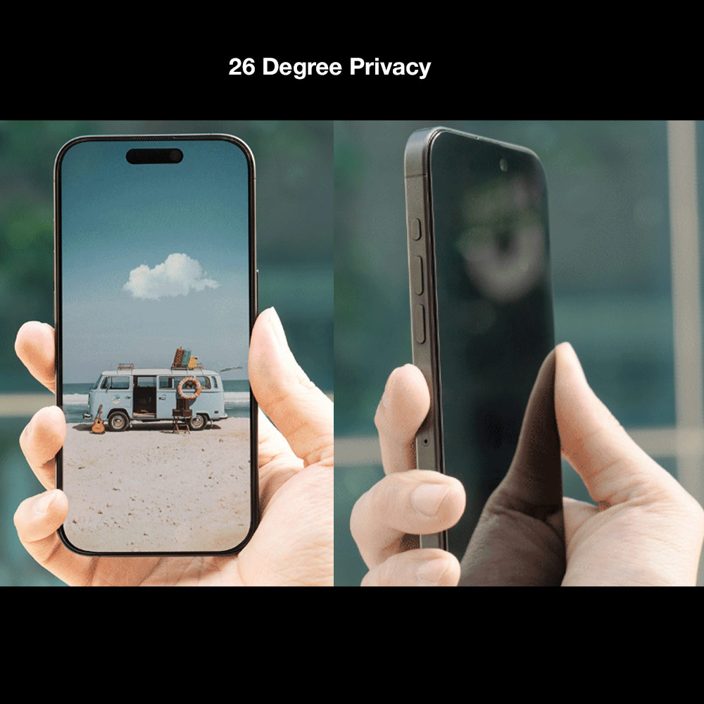 Picture of Apple iPhone 18 Pro Screen Protector | Hoda Matte Anti-Peeper Privacy 2ways with Anti Reflection Full Coverage Tempered Glass Screen Protector for iPhone 18 Pro DustFree Helper Lite Included - Privacy Matte