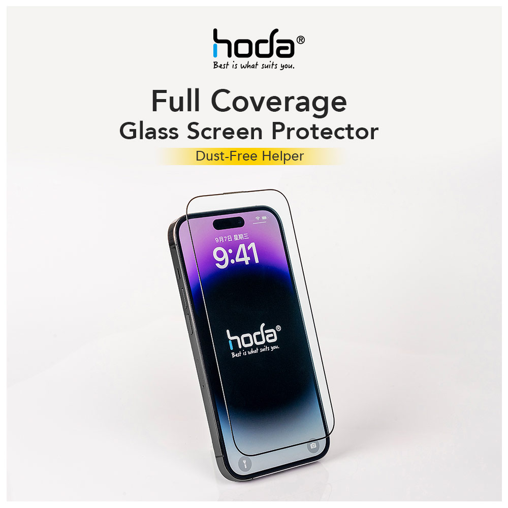 Picture of Apple iPhone 15 Pro 6.1 Screen Protector | Hoda 0.33mm 2.5D Full Coverage Tempered Glass Screen Protector for Apple iPhone 15 Pro 6.1 (Clear Black)