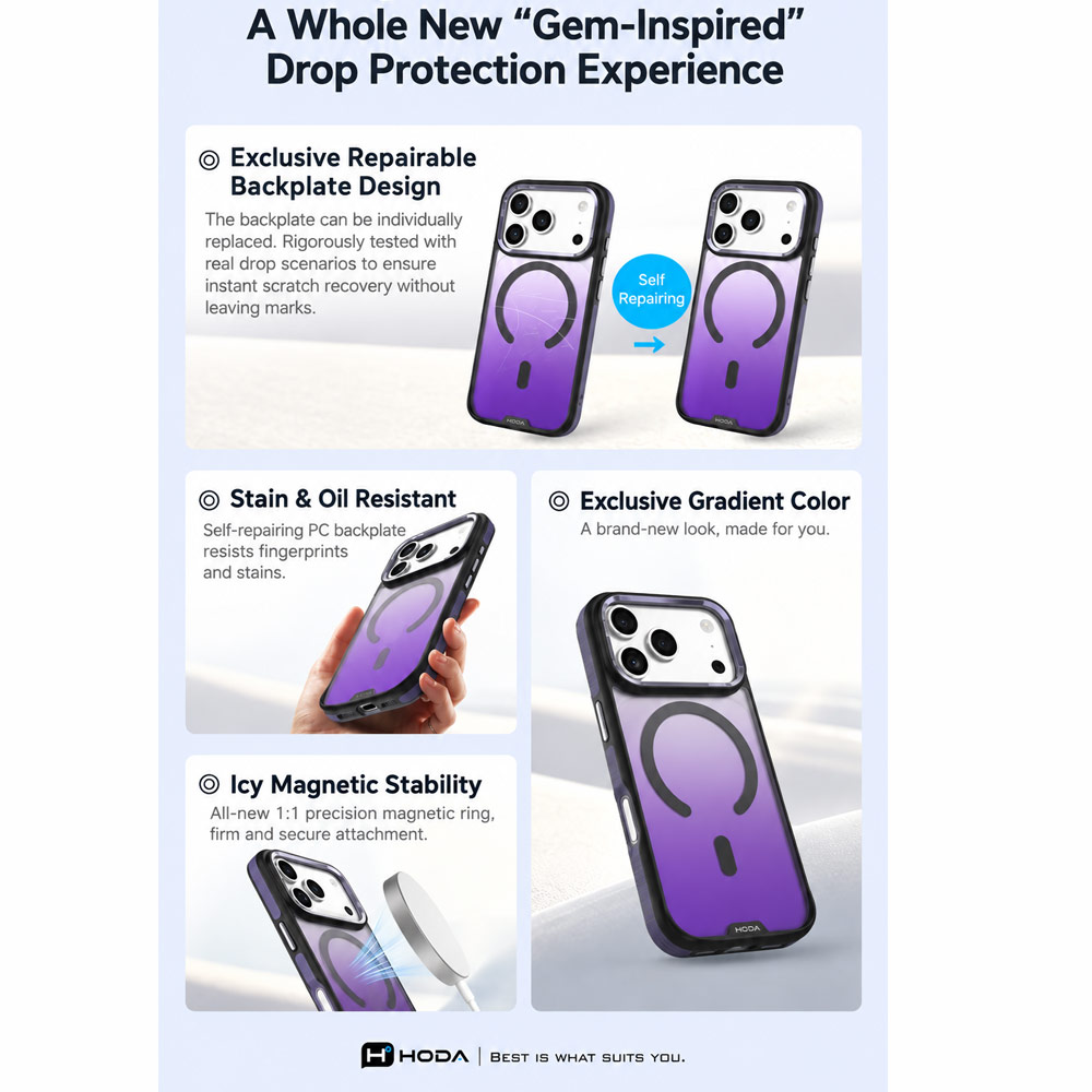 Picture of Apple iPhone 18 Pro Max Case | Hoda MultiColor Case with Magnet for iPhone 18 Pro Max 17 Pro Max - Lunar Gray