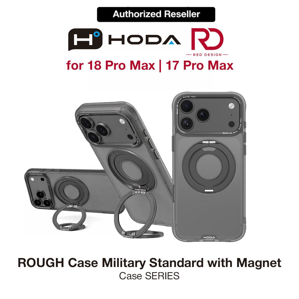 Picture of Hoda ROUGH Case Magnet with 360° foldable rotating ring-holder stand Enhanced with PureSurfaceTM for iPhone 18 Pro Max 17 Pro Max - Black Apple iPhone 17 Pro Max 6.9- Apple iPhone 17 Pro Max 6.9 Cases, Apple iPhone 17 Pro Max 6.9 Covers, iPad Cases and a wide selection of Apple iPhone 17 Pro Max 6.9 Accessories in Malaysia, Sabah, Sarawak and Singapore 