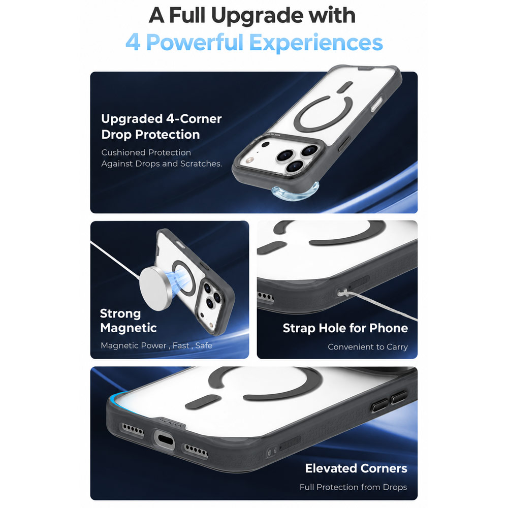 Picture of Apple iPhone 18 Pro Max Case | Hoda ROUGH Case Military Standard MagSafe Enhanced with PureSurfaceTMwith Camera Button for iPhone 18 Pro Max - Matte