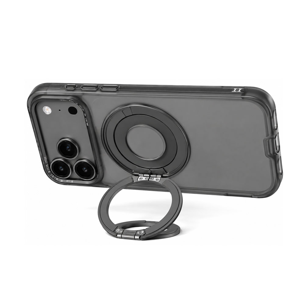 Picture of Apple iPhone 18 Pro Max Case | Hoda ROUGH Case Magnet with 360° foldable rotating ring-holder stand Enhanced with PureSurfaceTM for iPhone 18 Pro Max 17 Pro Max - Black