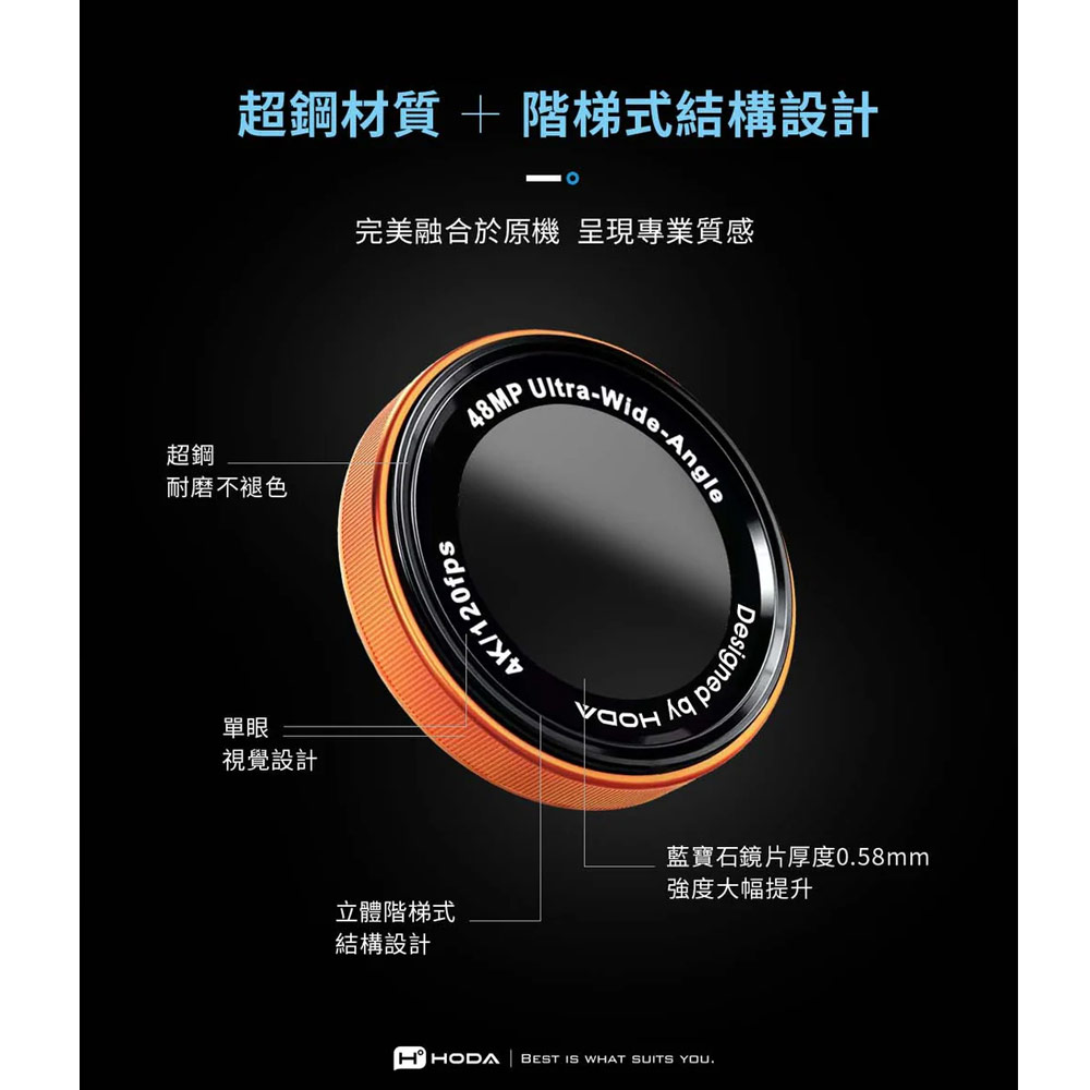 Picture of Apple iPhone 17 Pro 6.3  | Hoda Sapphire Lens Protector Monocular Like Design for iPhone 17 Pro Max 6.9 17 Pro 6.3  (3PCS Orange)