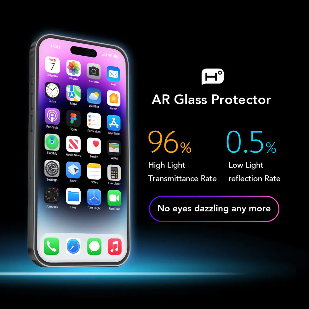 Picture of Apple iPhone 18 Pro Screen Protector | Hoda Full Coverage Tempered Glass Screen Protector for iPhone 18 Pro with Dust-Free Helper - Anti Reflection Flagship