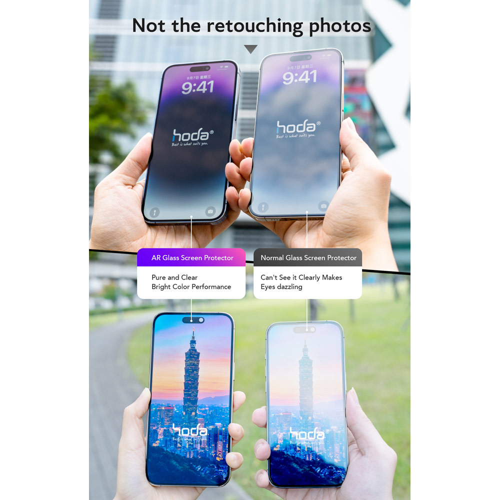 Picture of Apple iPhone 18 Pro Screen Protector | Hoda Full Coverage Tempered Glass Screen Protector for iPhone 18 Pro with Dust-Free Helper - Anti Reflection Flagship