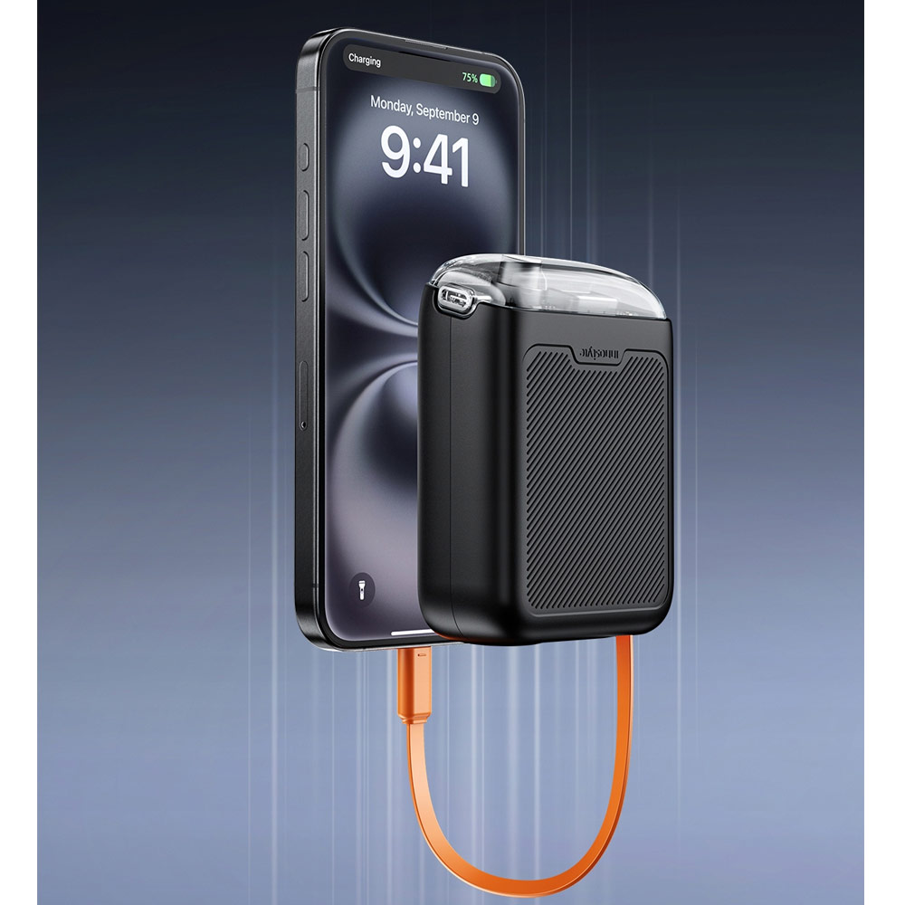 Picture of Innostyle TransiMini FlexCharge Retractable 30W 10000mAh 60cm USB-C Small Mini Compact Size Power Bank with Cable (Black)