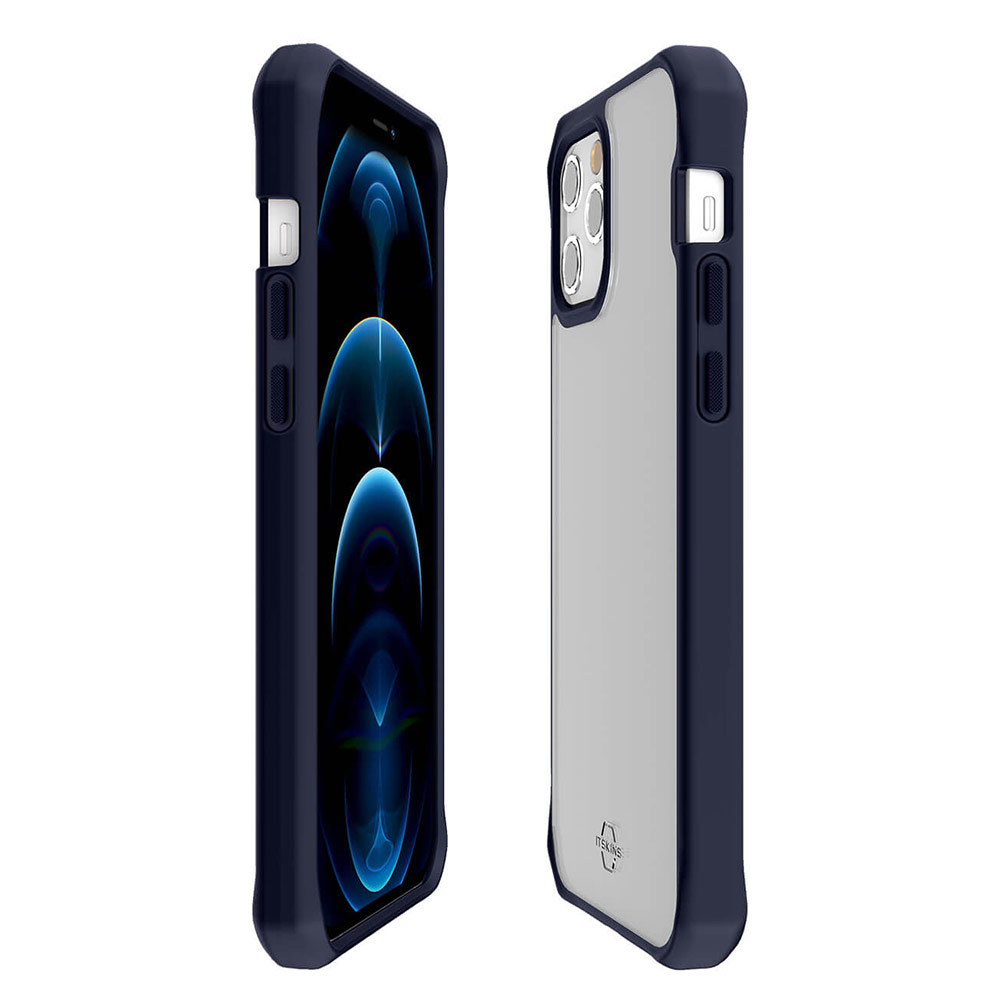 Picture of Apple iPhone 12 6.1 Case | ITSKINS HYBRID SOLID ANTIMICROBIAL Certified Antishock Protection Case for Apple iPhone 12 iPhone 12 Pro 6.1 (Deep Blue transparent)