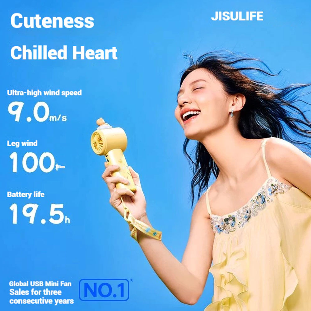Picture of Jisulife Limited Edition Gift Idea Box Butterbear 100 Speed Control Wide Wind Portable Handheld Fan Kipas Pegang Tangan Angin Kuat