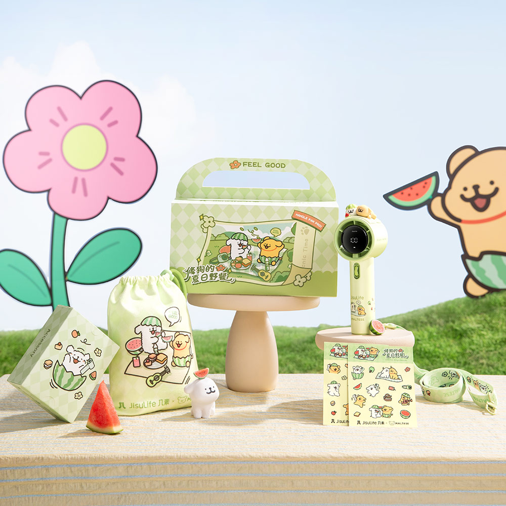 Picture of Jisulife Limited Edition Gift Idea Box Maltese Dog 100 Speed Control Wide Wind Portable Handheld Fan Kipas Pegang Tangan Angin Kuat