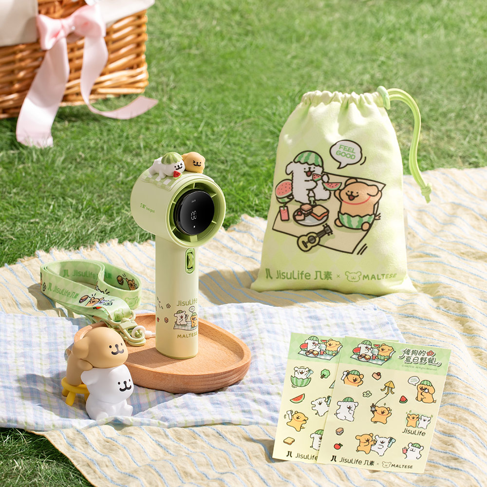 Picture of Jisulife Limited Edition Gift Idea Box Maltese Dog 100 Speed Control Wide Wind Portable Handheld Fan Kipas Pegang Tangan Angin Kuat