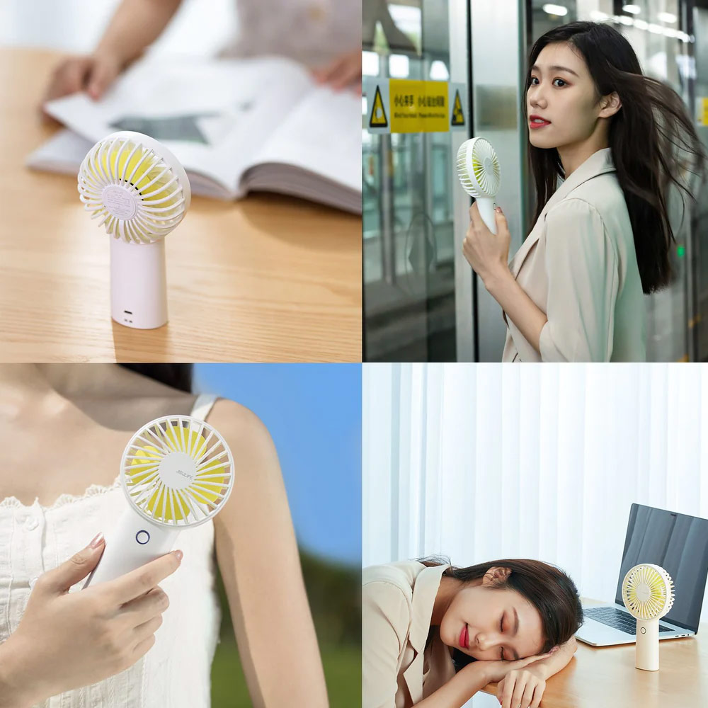 Picture of Jisulife Malaysia 3 Speed Wind Portable Rechargeable  6000mAh Handheld Fan for Outdoor Badminton Court Concert Picnic Camping (Blue)