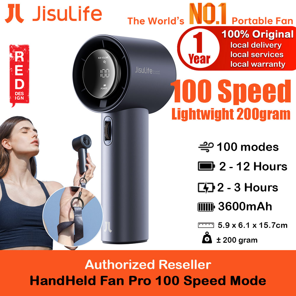 Picture of Jisulife Super Power 100 Speed Turbo Strong Wind Portable Fast Charge Rechargeable  3600mAh Hidden Blade High Quality Handheld Mini Fan for Outdoor Indoor Badminton Court Concert Picnic Camping FA53ABS (Blue) Red Design- Red Design Cases, Red Design Covers, iPad Cases and a wide selection of Red Design Accessories in Malaysia, Sabah, Sarawak and Singapore 