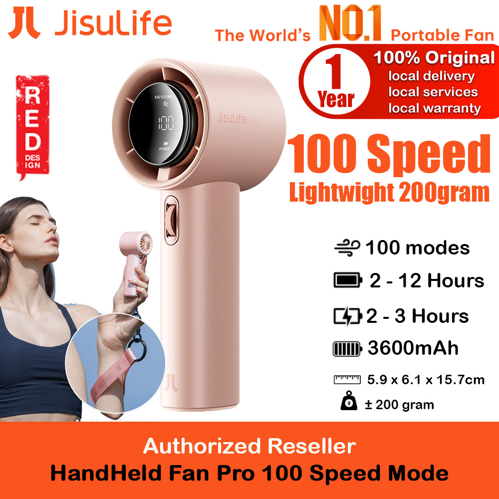 Picture of Jisulife Super Power 100 Speed Turbo Strong Wind Portable Fast Charge Rechargeable 3600mAh Hidden Blade High Quality Handheld Mini Fan for Outdoor Indoor Badminton Court Concert Picnic Camping FA53ABS (Pink) Red Design- Red Design Cases, Red Design Covers, iPad Cases and a wide selection of Red Design Accessories in Malaysia, Sabah, Sarawak and Singapore 