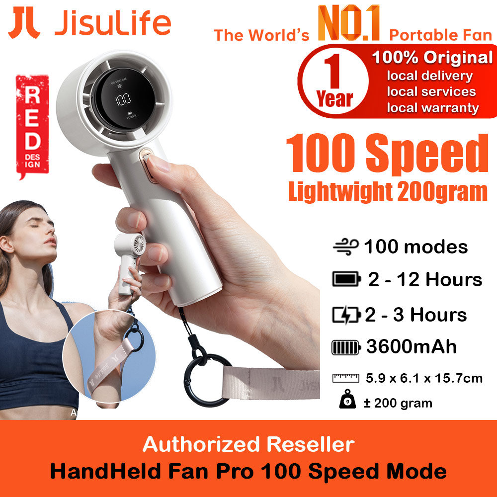 Picture of Jisulife Super Power 100 Speed Turbo Strong Wind Portable Fast Charge Rechargeable 3600mAh Hidden Blade High Quality Handheld Mini Fan for Outdoor Indoor Badminton Court Concert Picnic Camping FA53ABS (White) Red Design- Red Design Cases, Red Design Covers, iPad Cases and a wide selection of Red Design Accessories in Malaysia, Sabah, Sarawak and Singapore 