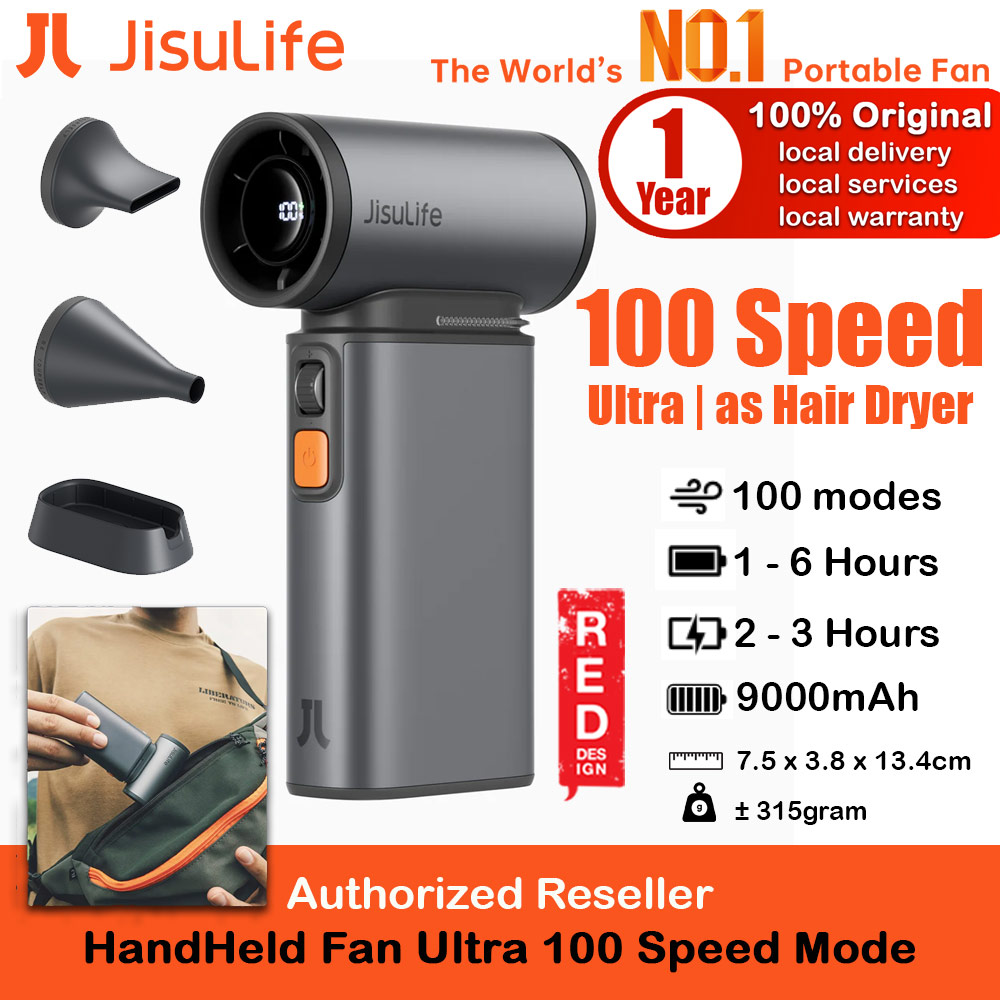 Picture of Jisulife Super Power 100 Speed Ultra Ultra1 Turbo Strong Wind Portable Fast Charge Rechargeble 9000mAh Hidden Blade High Quality Handheld Mini Fan As Hair Dryer for Outdoor Indoor Badminton Court Concert Picnic Camping FA55 (Dark Grey)