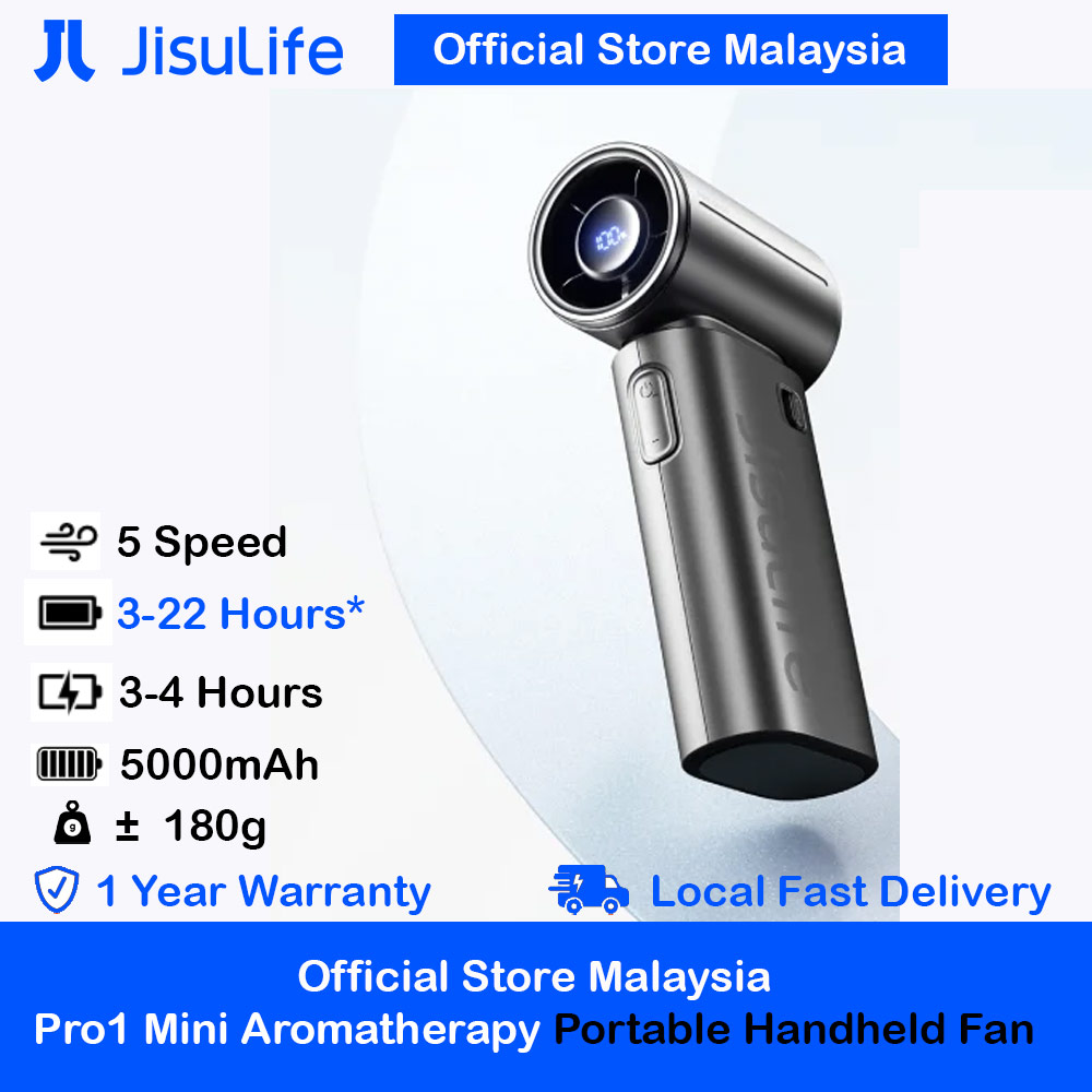 Picture of Jisulife 2026 Life9 S LED Display Palm Size Pocket Size Mini Compact Travel Handheld Portable Fan Strong Wind (Black) Red Design- Red Design Cases, Red Design Covers, iPad Cases and a wide selection of Red Design Accessories in Malaysia, Sabah, Sarawak and Singapore 