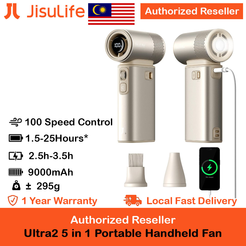 Picture of Jisulife Malaysia Handheld Fan Ultra 2 100 Speed Super Turbo Strong Wind High Quality Portable Powerbank 9000mAh LED Display (Bright Brown) Red Design- Red Design Cases, Red Design Covers, iPad Cases and a wide selection of Red Design Accessories in Malaysia, Sabah, Sarawak and Singapore 