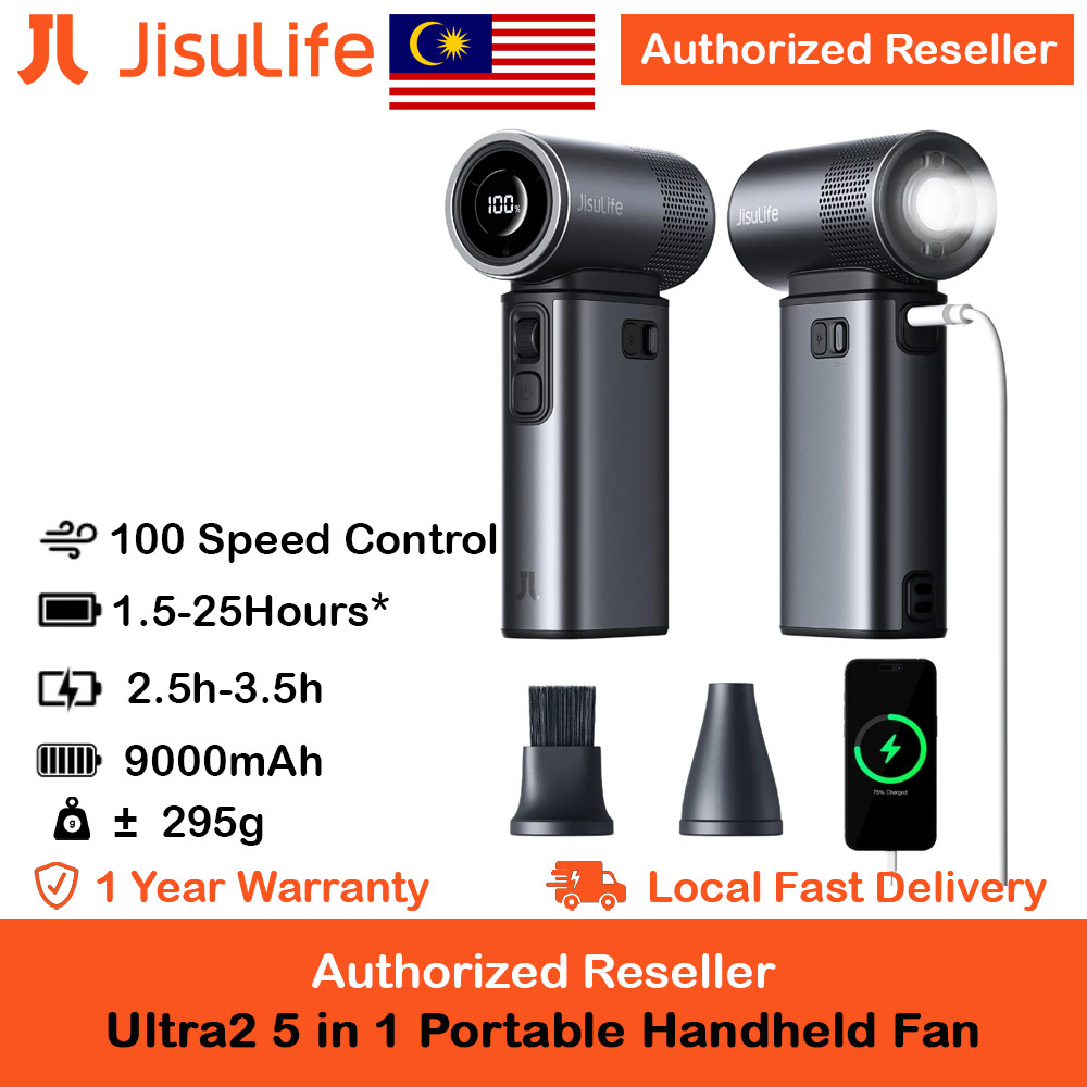 Picture of Jisulife Malaysia Handheld Fan Ultra 2 100 Speed Super Turbo Strong Wind High Quality Portable Powerbank 9000mAh LED Display (Dark Gray) Red Design- Red Design Cases, Red Design Covers, iPad Cases and a wide selection of Red Design Accessories in Malaysia, Sabah, Sarawak and Singapore 