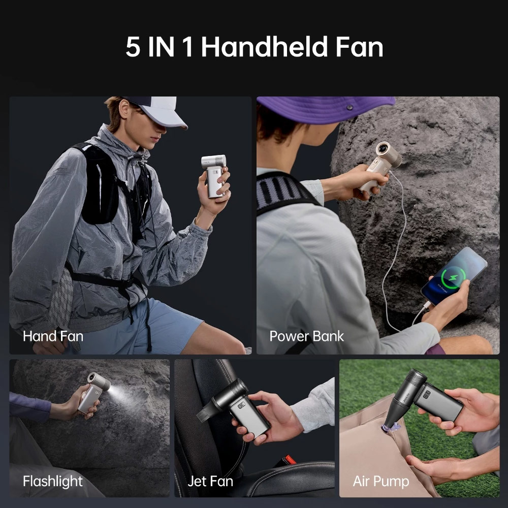 Picture of Jisulife Malaysia Handheld Fan Ultra 2 100 Speed Super Turbo Strong Wind High Quality Portable Powerbank 9000mAh LED Display (Bright Brown)
