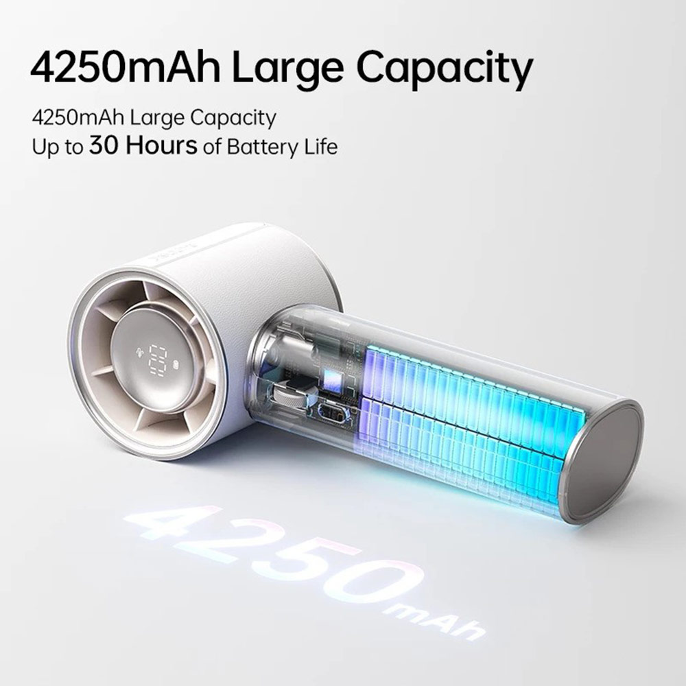 Picture of JisuLife Handheld Fan Pro1 Mini Size Aromatherapy Leather Design Compact Portable 30h Long Battery Ultra Quiet (White)