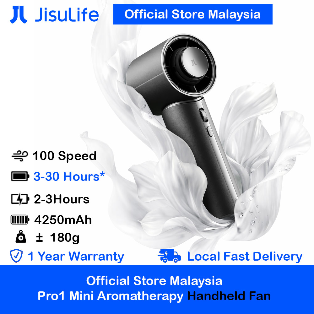 Picture of JisuLife Handheld Fan Pro1 Mini Size Aromatherapy Leather Design Compact Portable 30h Long Battery Ultra Quiet (Black) Red Design- Red Design Cases, Red Design Covers, iPad Cases and a wide selection of Red Design Accessories in Malaysia, Sabah, Sarawak and Singapore 