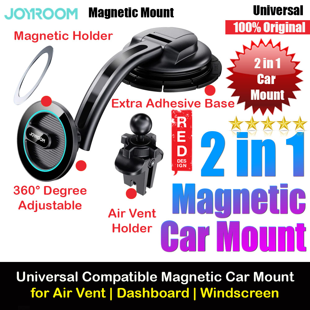Picture of Joyroom 2 in 1 Set Magnetic 360 Degree Adjustable Car Phone Mount Holder for Dashboard Windscreen Air vent (Black) Red Design- Red Design Cases, Red Design Covers, iPad Cases and a wide selection of Red Design Accessories in Malaysia, Sabah, Sarawak and Singapore 