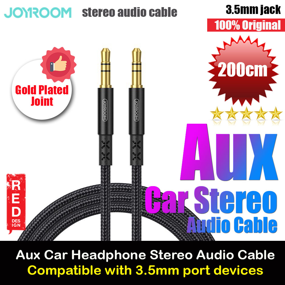 Picture of JOYROOM 3.5mm Gold Plate Joint Premium Sound AUX Headphone Car Stereo Cable Audio Cable 200cm (Black) Red Design- Red Design Cases, Red Design Covers, iPad Cases and a wide selection of Red Design Accessories in Malaysia, Sabah, Sarawak and Singapore 
