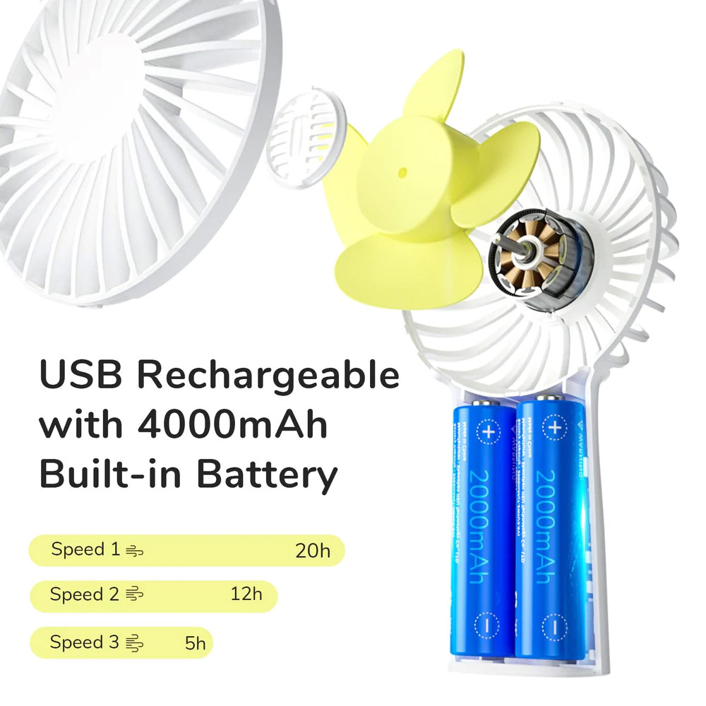 Picture of Jisulife Malaysia 3 Speed Wind Portable Rechargeble 4000mAh Handheld Fan  for Outdoor Badminton Court Concert Picnic Camping  (Navy)