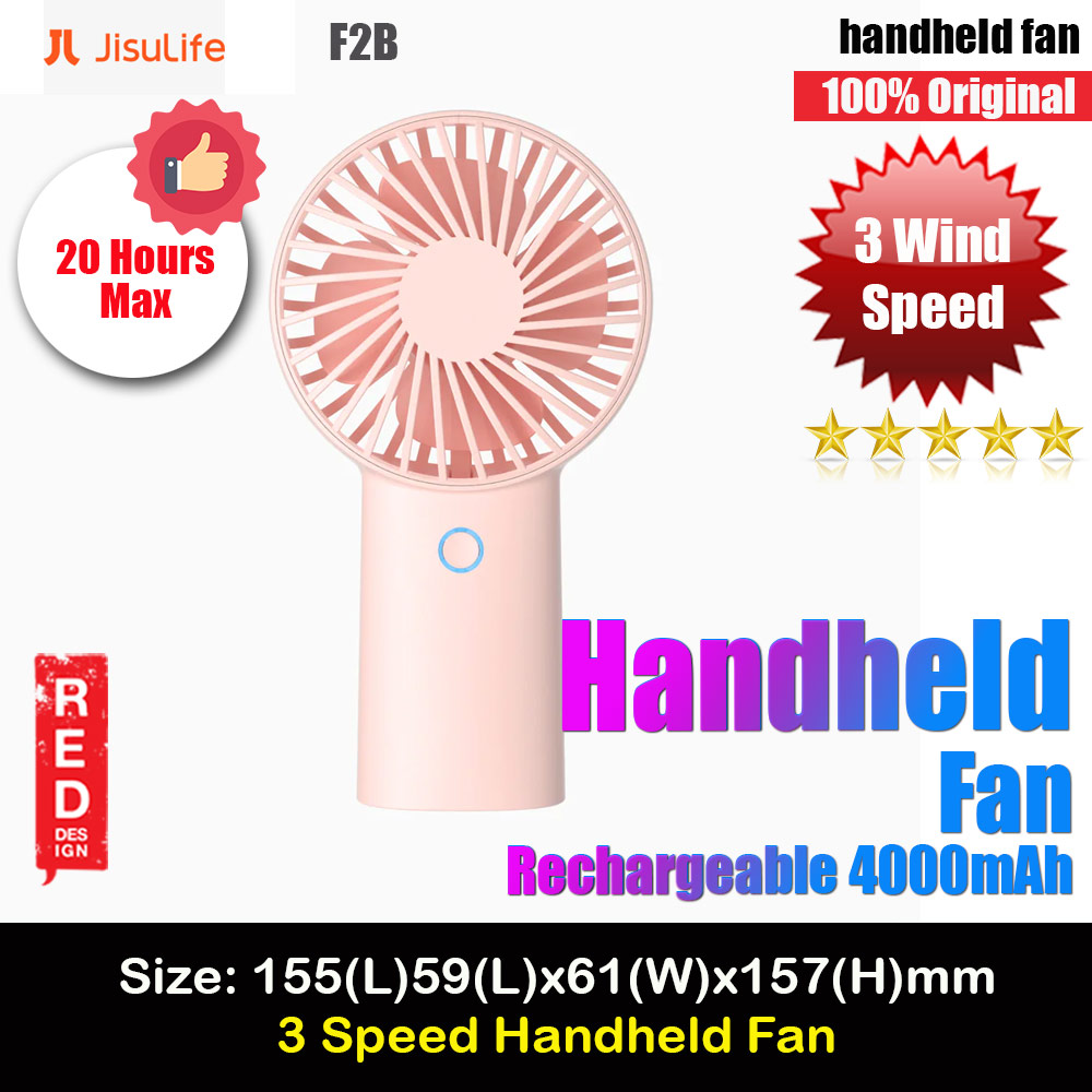 Picture of Jisulife Malaysia 3 Speed Wind Portable Rechargeble 4000mAh Handheld Fan  for Outdoor Badminton Court Concert Picnic Camping  (Pink)